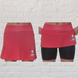 RunningSkirts Red White Mini Dot Athletic Running Skirt Skort With Shorts